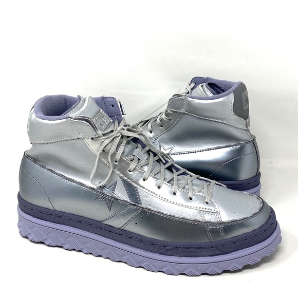 Converse Metallic Vis Pro Leather X2 High Top Grey Silver Men’s Sneakers 169529C - Picture 2 of 8